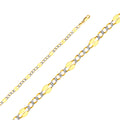 14K Two Tone Gold 080(4.8 mm) Stamped Figaro Wp 3+1