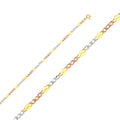 14K Yellow White Rose Gold 060(3.7 mm) Stamped Figaro 3+1