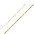 14K Yellow Gold 1.5 mm Solid Diamond Cut Rope Chain