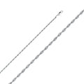 14K White Gold 2.3 mm Solid Diamond Cut Rope Chain