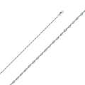 14K White Gold 1.9 mm Solid Diamond Cut Rope Chain
