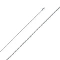 14K White Gold 1.5 mm Solid Diamond Cut Rope Chain