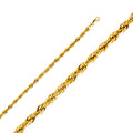 14K Yellow Gold 4 mm Hollow Diamond Cut Rope Chain