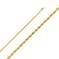 14K Yellow Gold 2.5 mm Hollow Diamond Cut Rope Chain