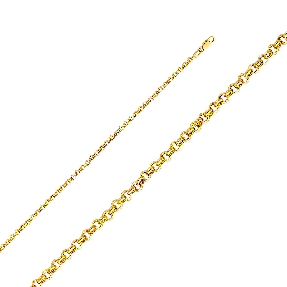 14K Yellow Gold 3 mm Hollow Rolo Chain