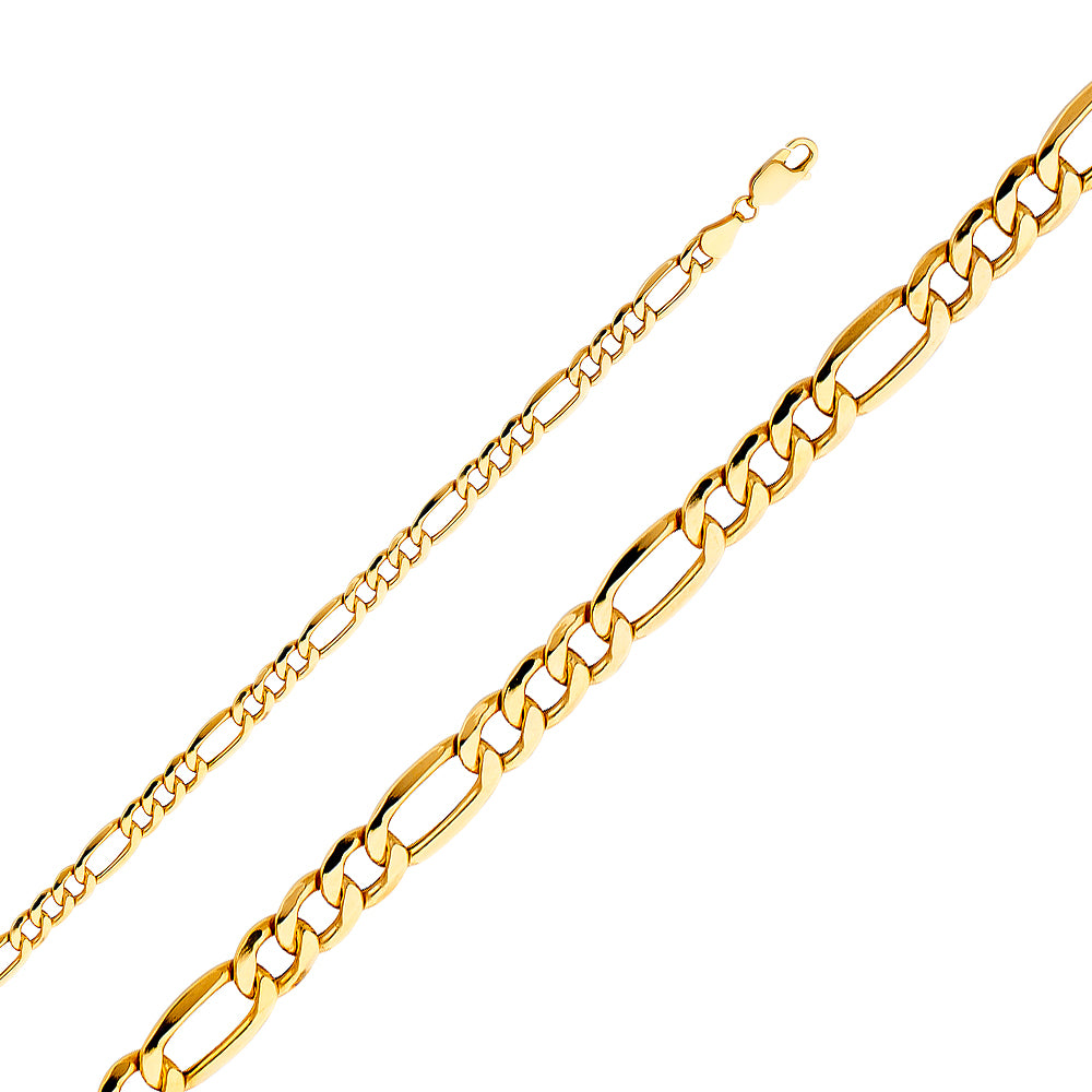 14K Yellow Gold 120(5.1 mm) Hollow Figaro 3+1