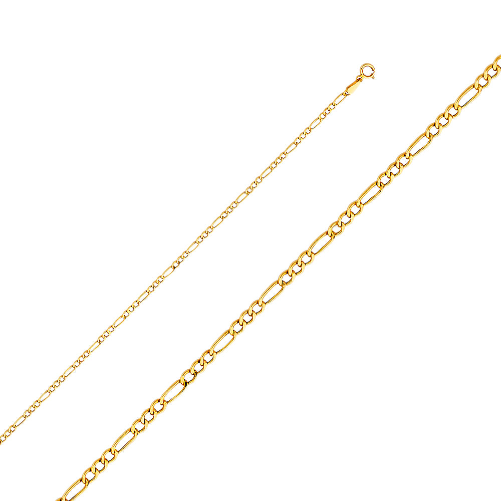 14K Yellow Gold 050(2.1 mm) Hollow Figaro 3+1