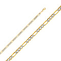 14K Two Tone Gold 100(3.9 mm) Hollow Figaro Wp 3+1