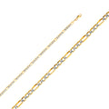 14K Two Tone Gold 080(3.0 mm) Hollow Figaro Wp 3+1