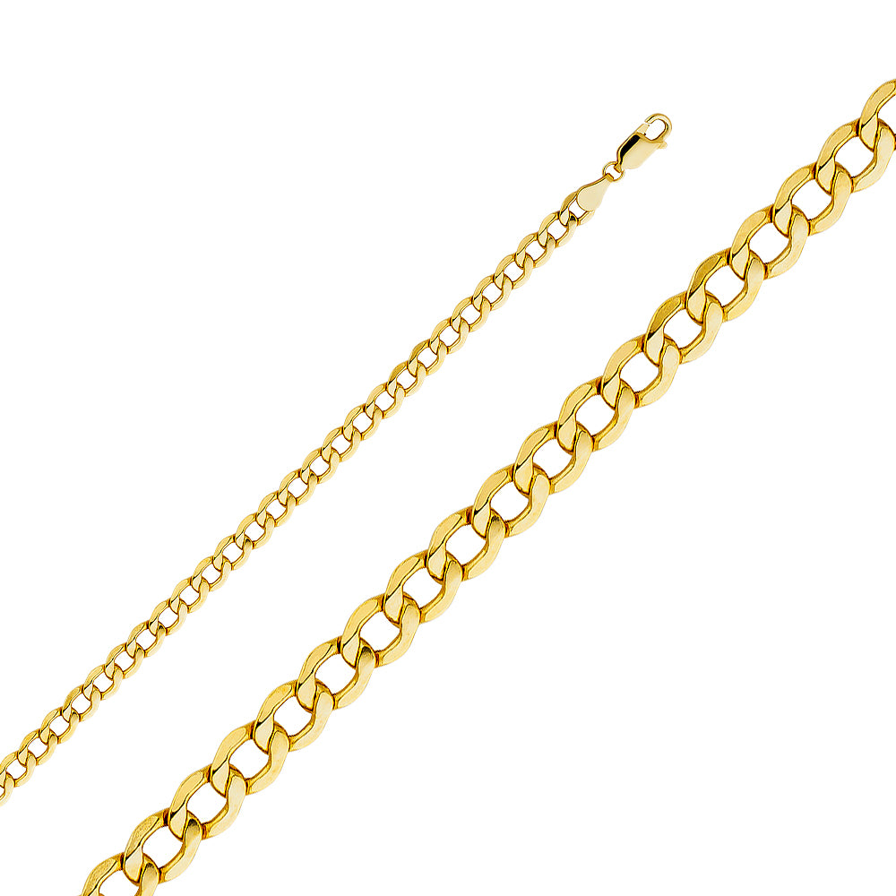 14K Yellow Gold 120(4.9 mm) Hollow Curb Chain