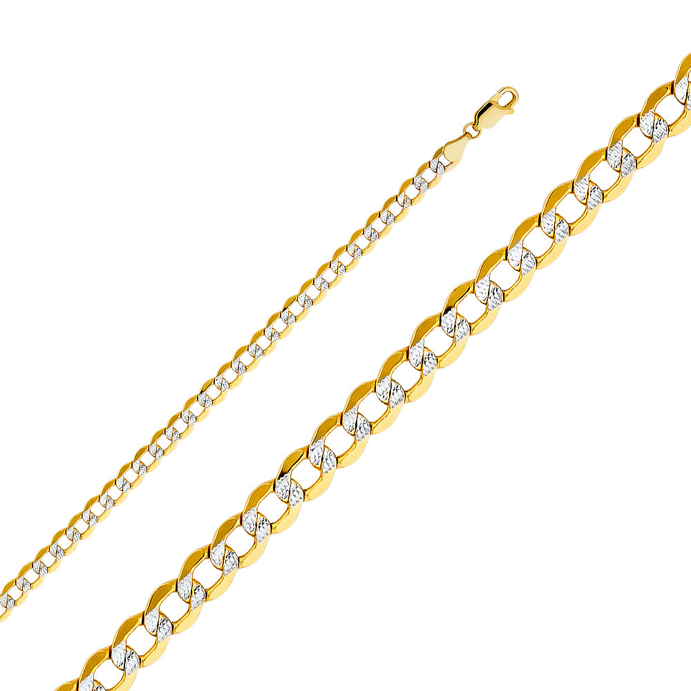 14K Two Tone Gold 120(4.9 mm) Hollow Curb Wp Chain