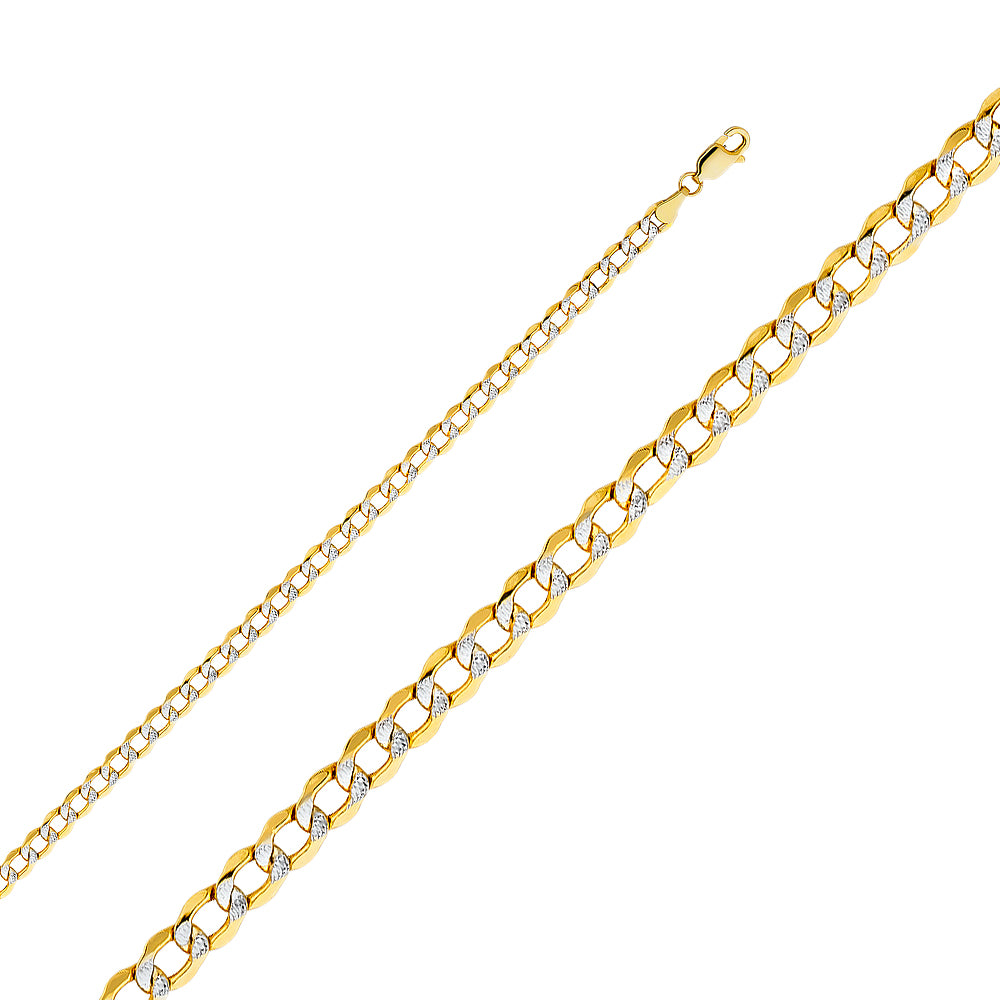 14K Two Tone Gold 100(4.2 mm) Hollow Curb Wp Chain