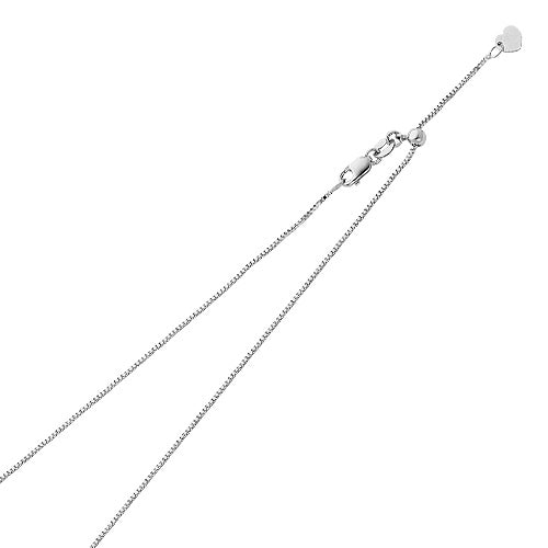 14K White Gold 0.6 mm Adjust. Box Chain