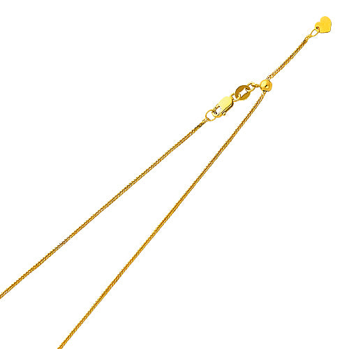 14K Yellow Gold 0.8 mm Adj. Diamond Cut Square Whaet Chain
