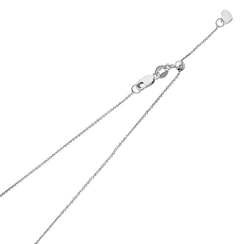 14K White Gold 0.9 mm Adj. Tiny Diamond Cut Cable Chain