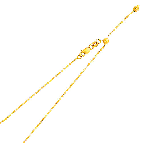 14K Yellow Gold 1.1 mm Adj. Tw Mirror Chain