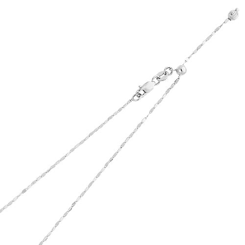 14K White Gold 1.1 mm Adj. Tw Mirror Chain