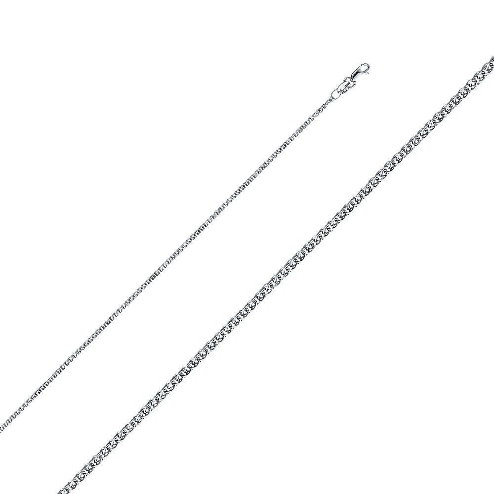 14K White Gold 025(1.5 mm) Flat Wheat Chain