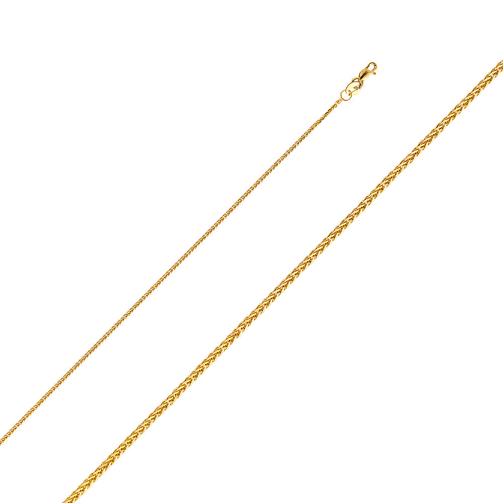 14K Yellow Gold 025(1.0 mm) Square Diamond Cut Wheat Chain
