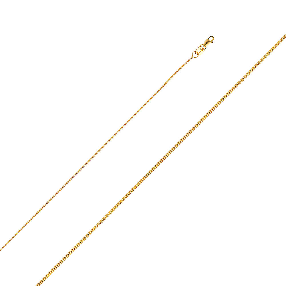 14K Yellow Gold 020(0.9 mm) Round Wheat Chain