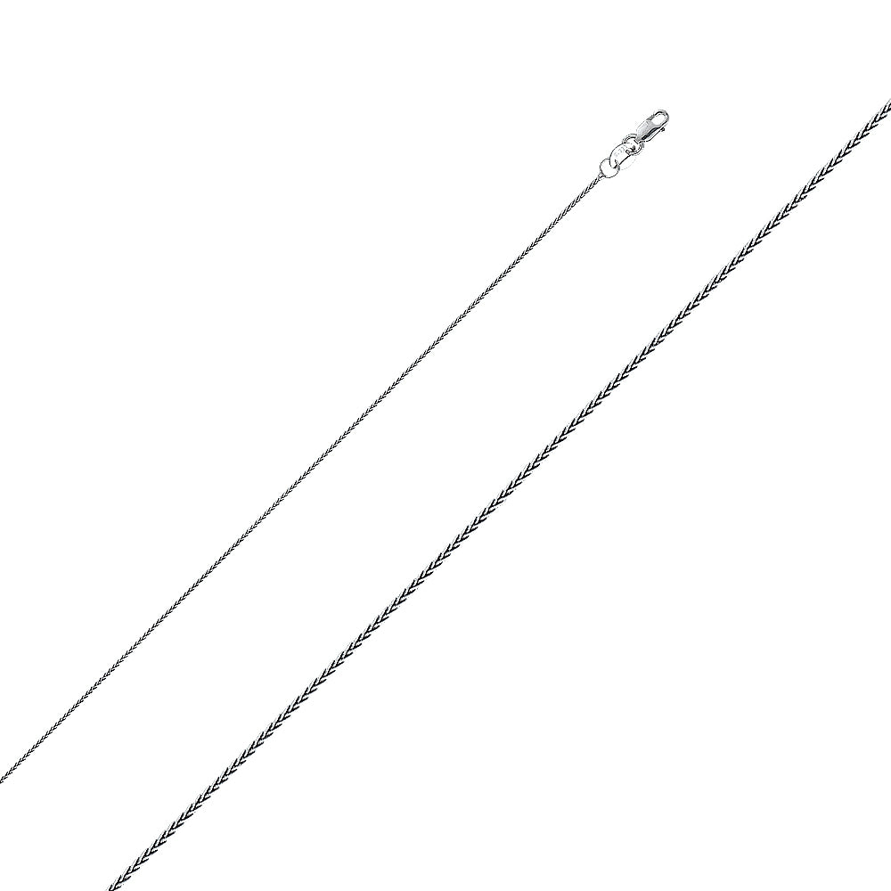 14K White Gold 020(0.9 mm) Round Wheat Chain