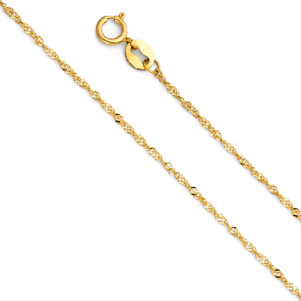 14K Yellow Gold 016(0.9 mm) Singapore Chain