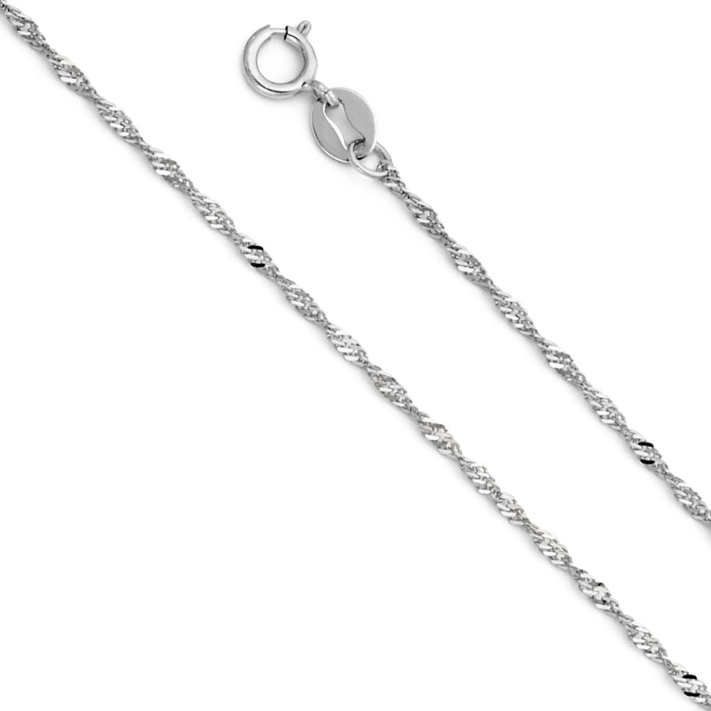 14K White Gold 020(1.1 mm) Singapore Chain