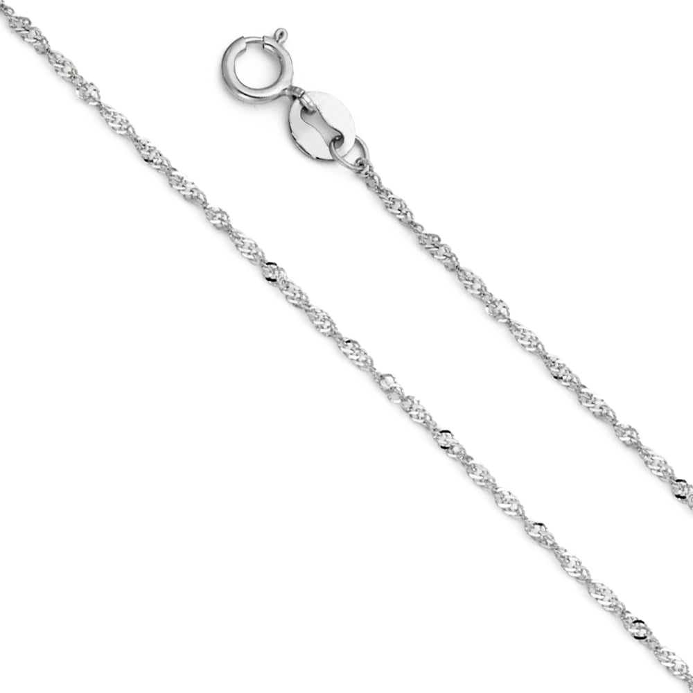 14K White Gold 016(0.9 mm) Singapore Chain