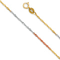 14K Yellow White Rose Gold 020(1.1 mm) Singapore Chain