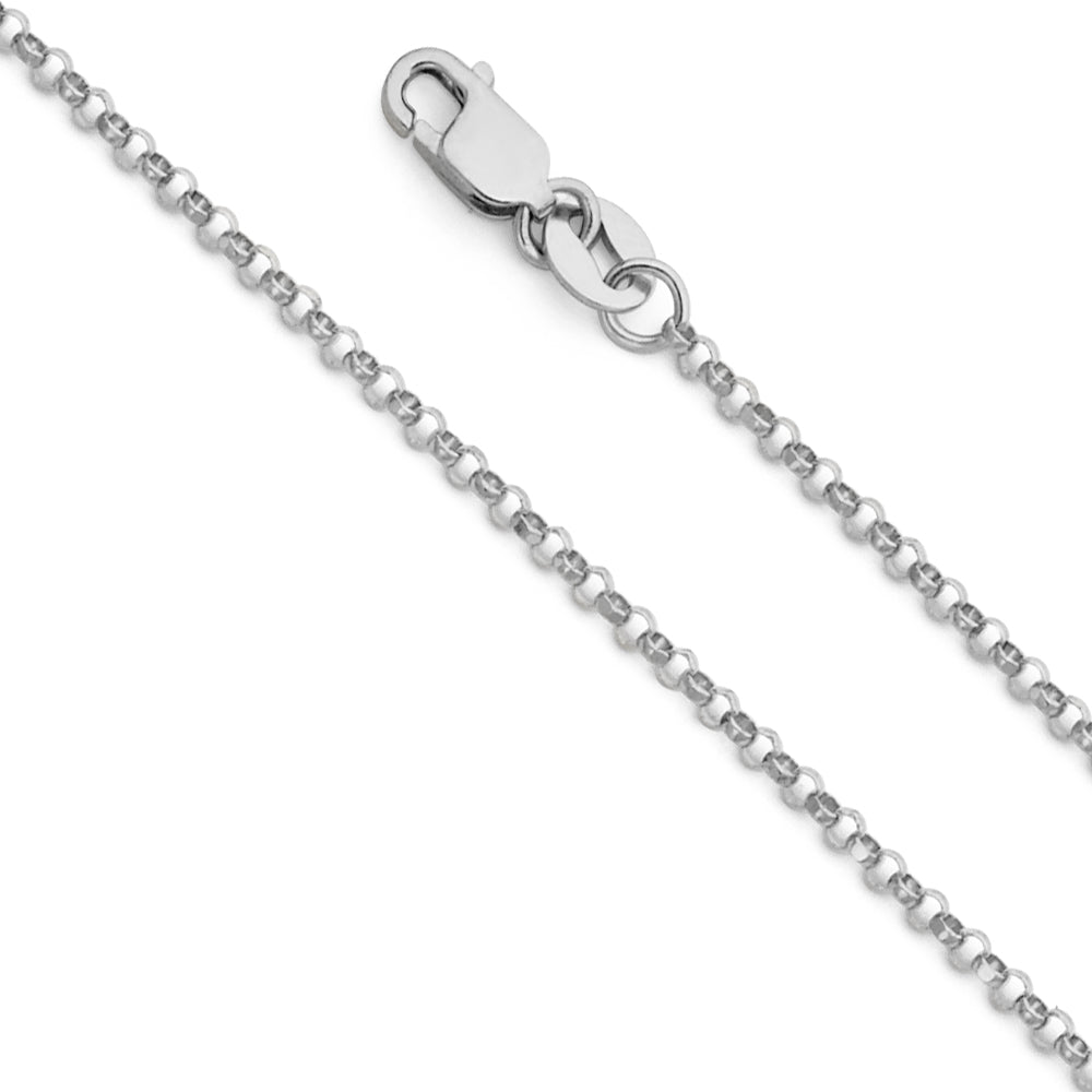 14K White Gold 1.6 mm Round Rolo Chain