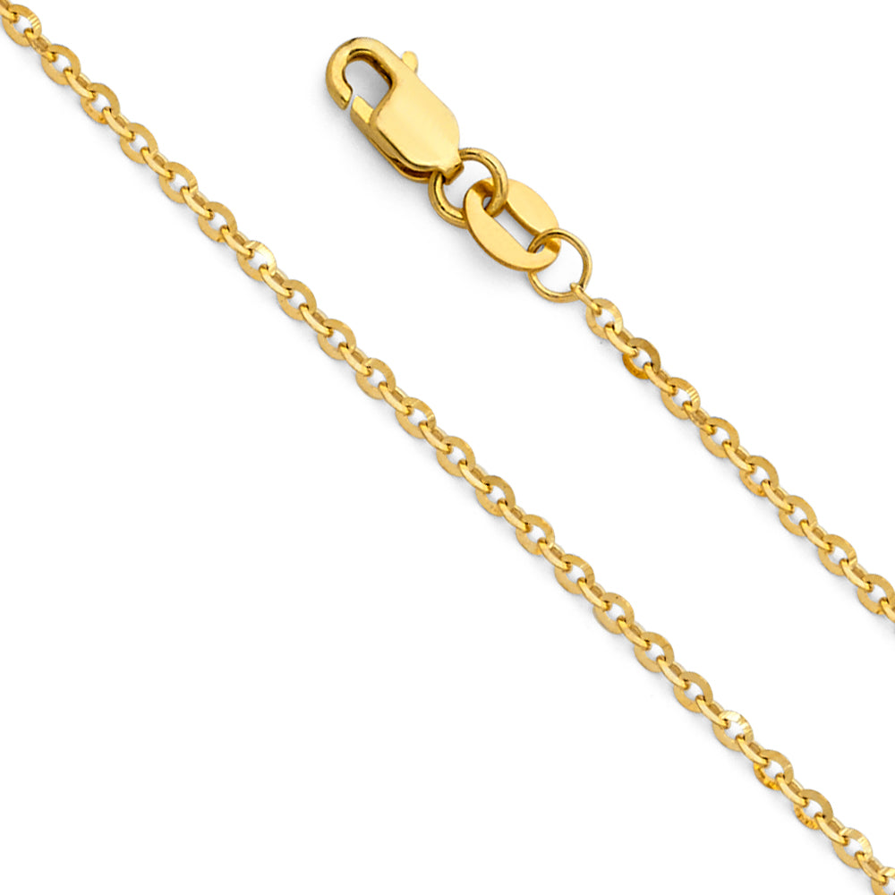 14K Yellow Gold 1.6 mm Side Cut Oval Rolo