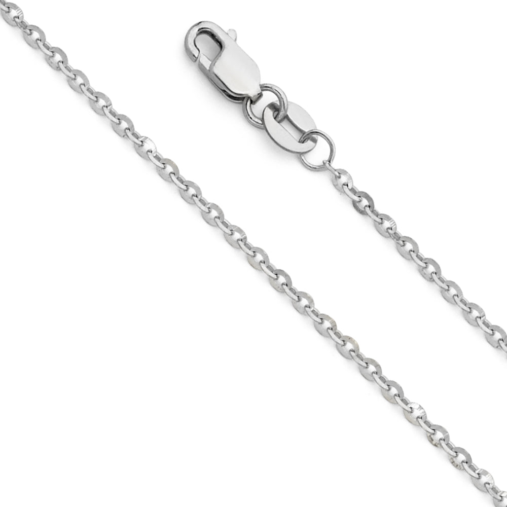 14K White Gold 1.6 mm Side Cut Oval Rolo