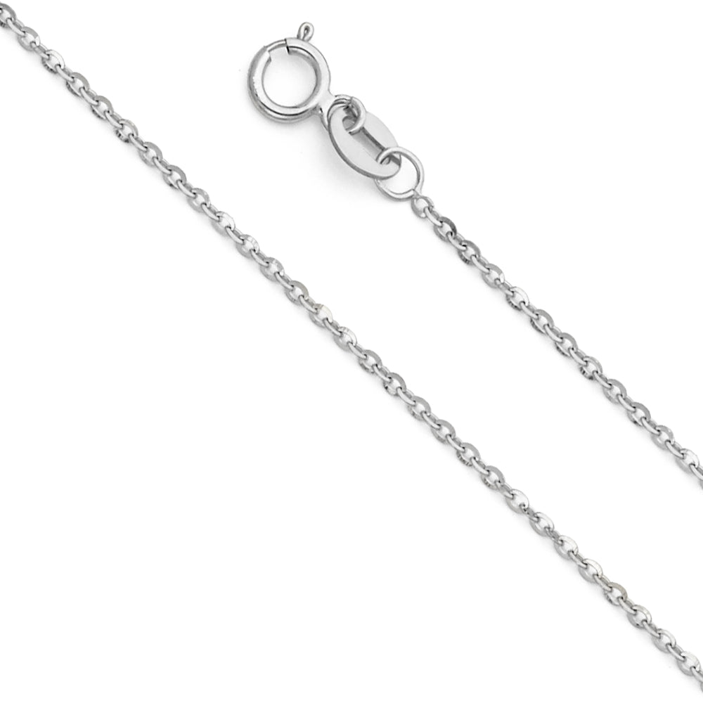 14K White Gold 1.2 mm Side Cut Oval Rolo