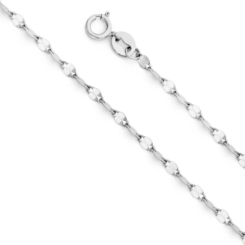14K White Gold 2.0 mm Twist Mirror Chain