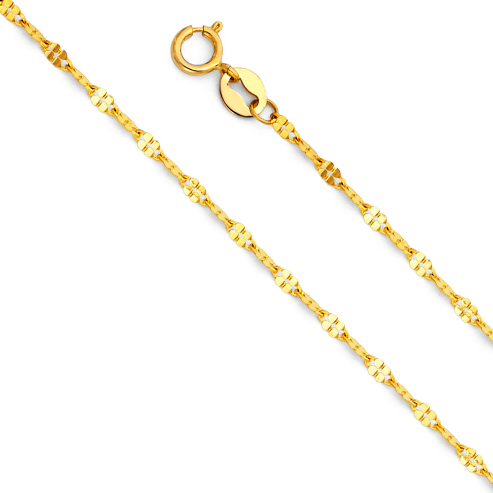 14K Yellow Gold 1.7 mm Twist Diamond Cut Mirror Chain