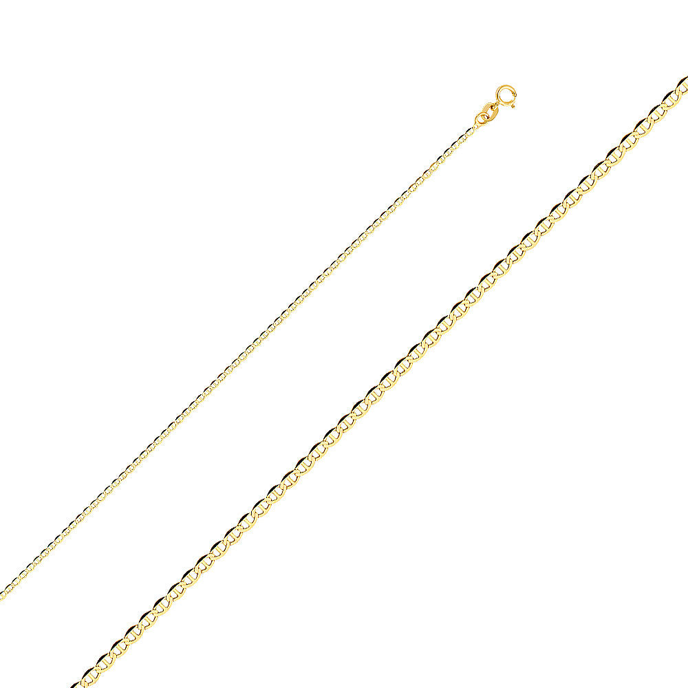 14K Yellow Gold 040(1.5 mm) Flat Mariner Chain