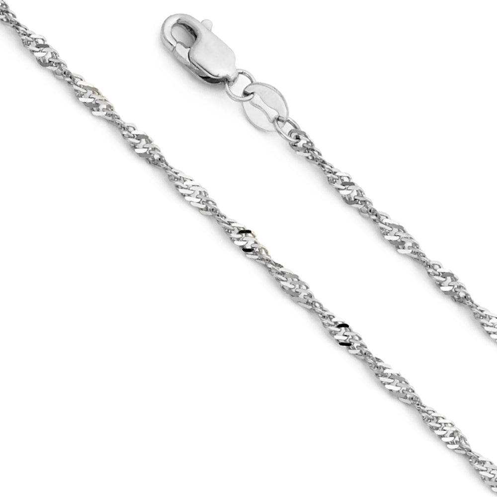 14K White Gold 28 (1.8 mm) Singapore Chain