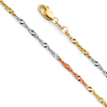 14K Yellow White Rose Gold 28 (1.8 mm) Singapore Chain