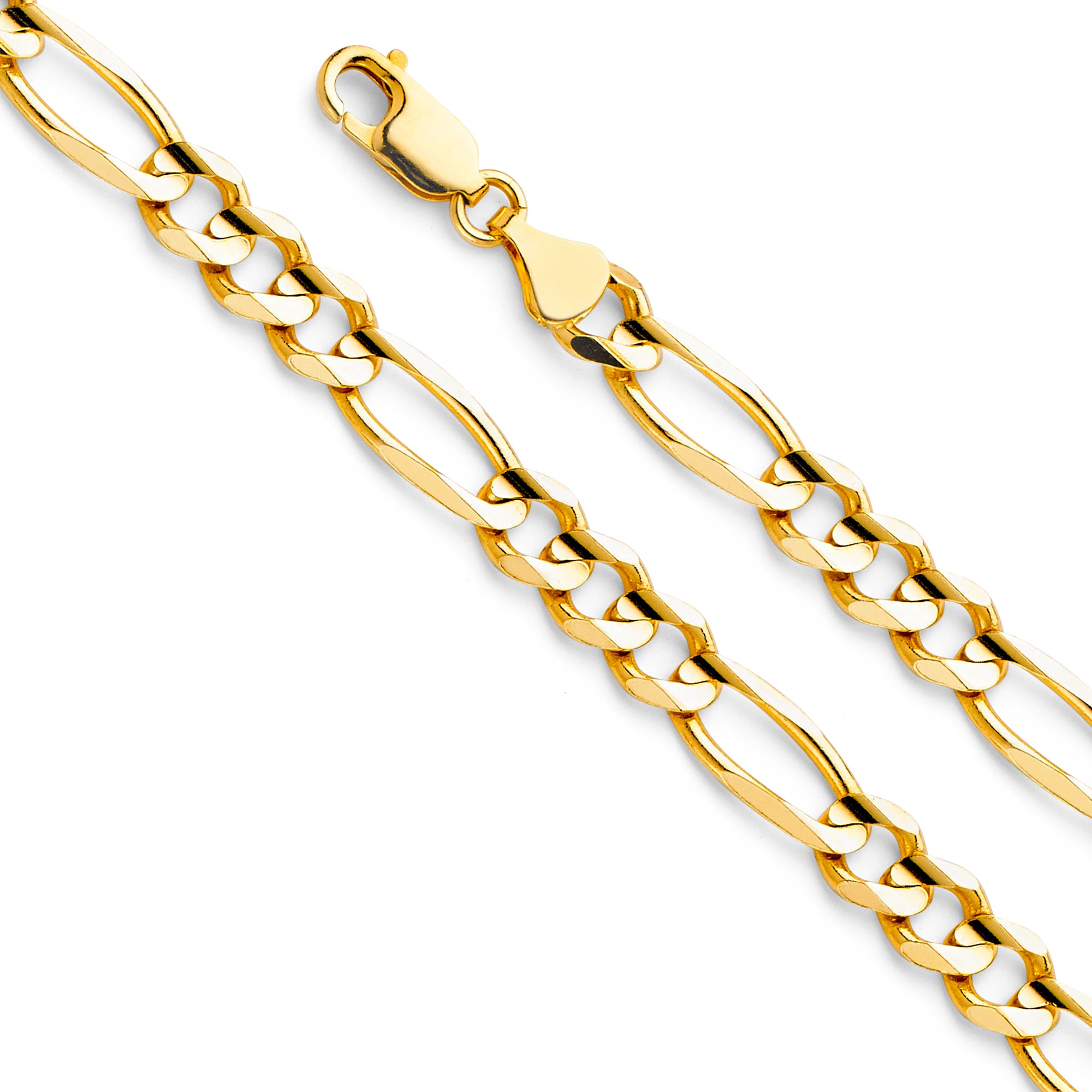 14K Yellow Gold Figaro 3+1 180 Concave