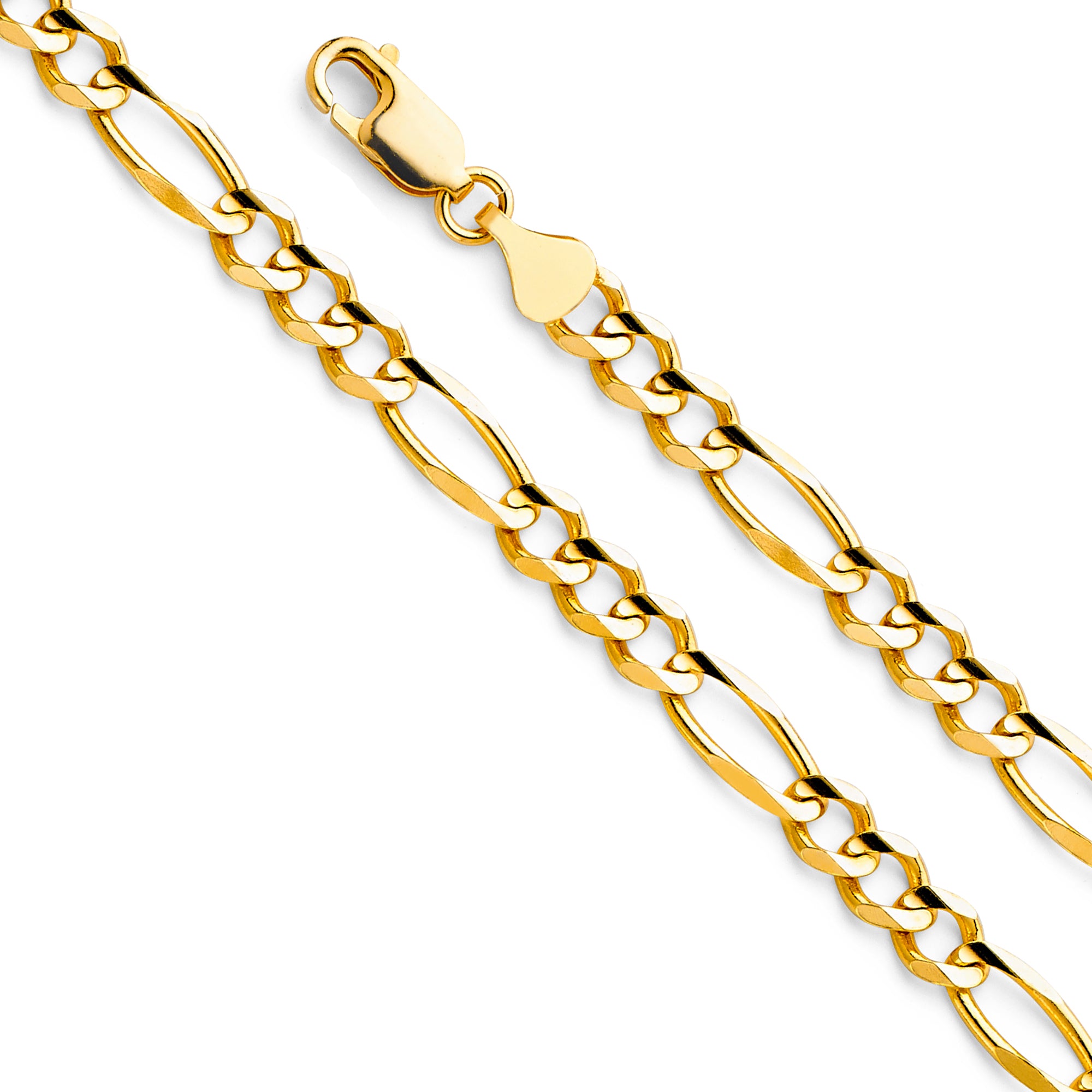14K Yellow Gold Figaro 3+1 150 Concave
