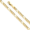 14K Yellow Gold Figaro 3+1 120 Concave