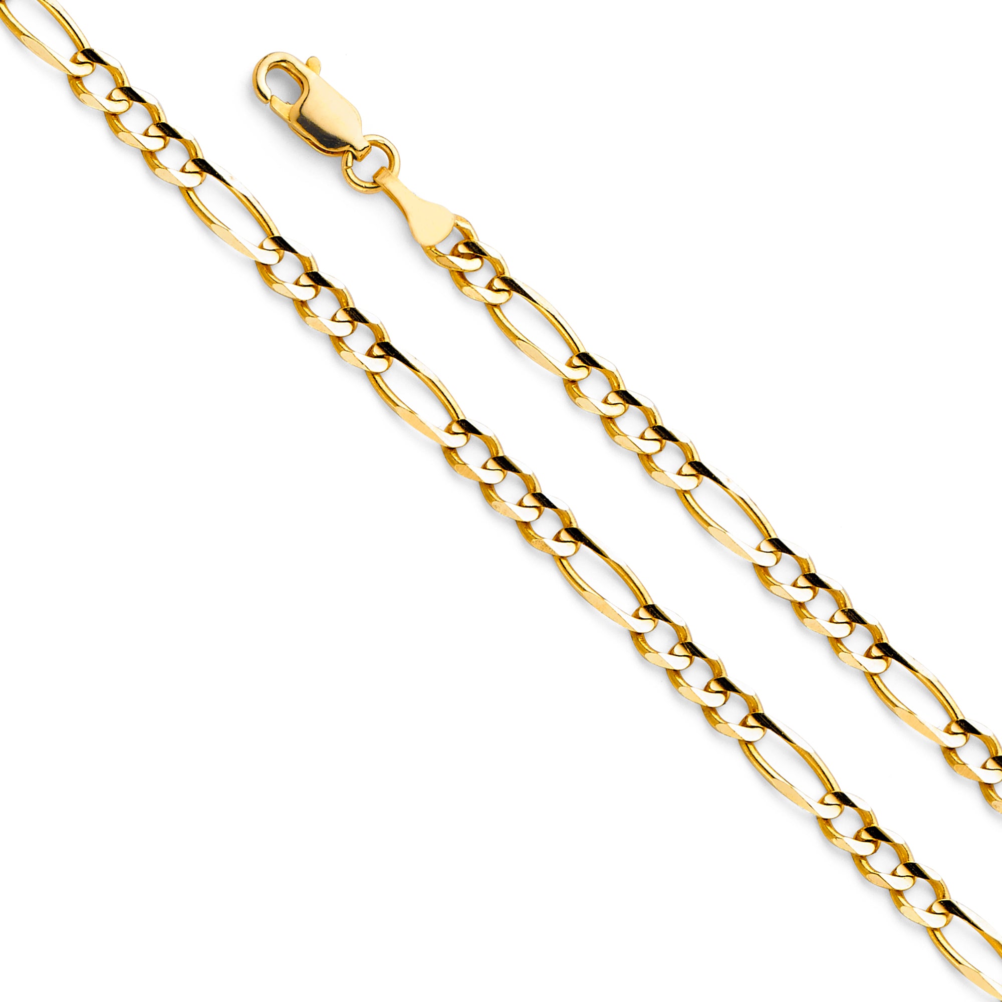 14K Yellow Gold Figaro 3+1 100 Concave