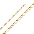14K Two Tone Gold Figaro 3+1 150 Open Wp