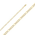 14K Two Tone Gold Figaro 3+1 100 Open Wp