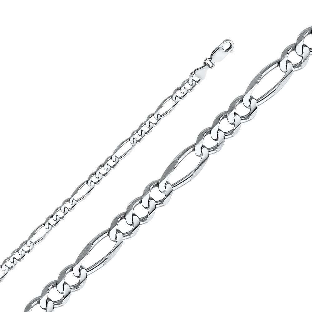 14K White Gold Figaro 3+1 150 Concave