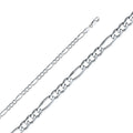 14K White Gold Figaro 3+1 120 Concave