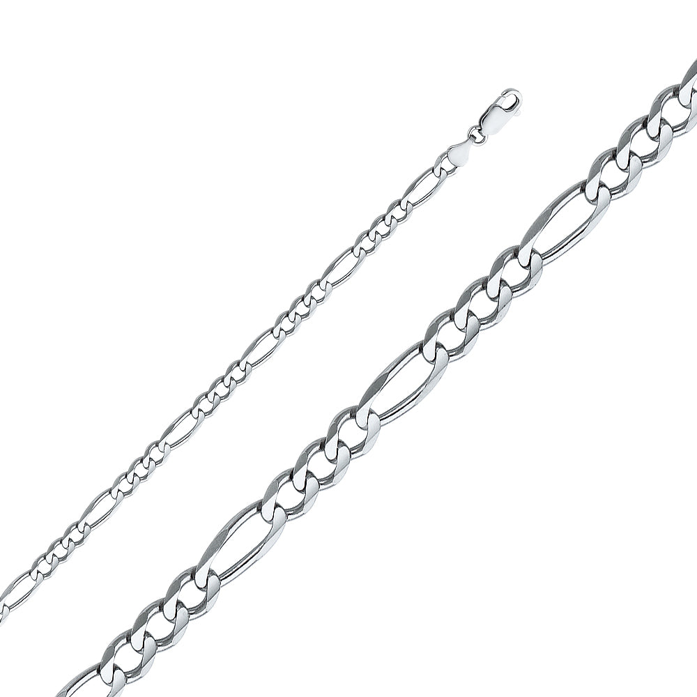 14K White Gold Figaro 3+1 120 Concave