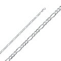14K White Gold Figaro 3+1 100 Concave