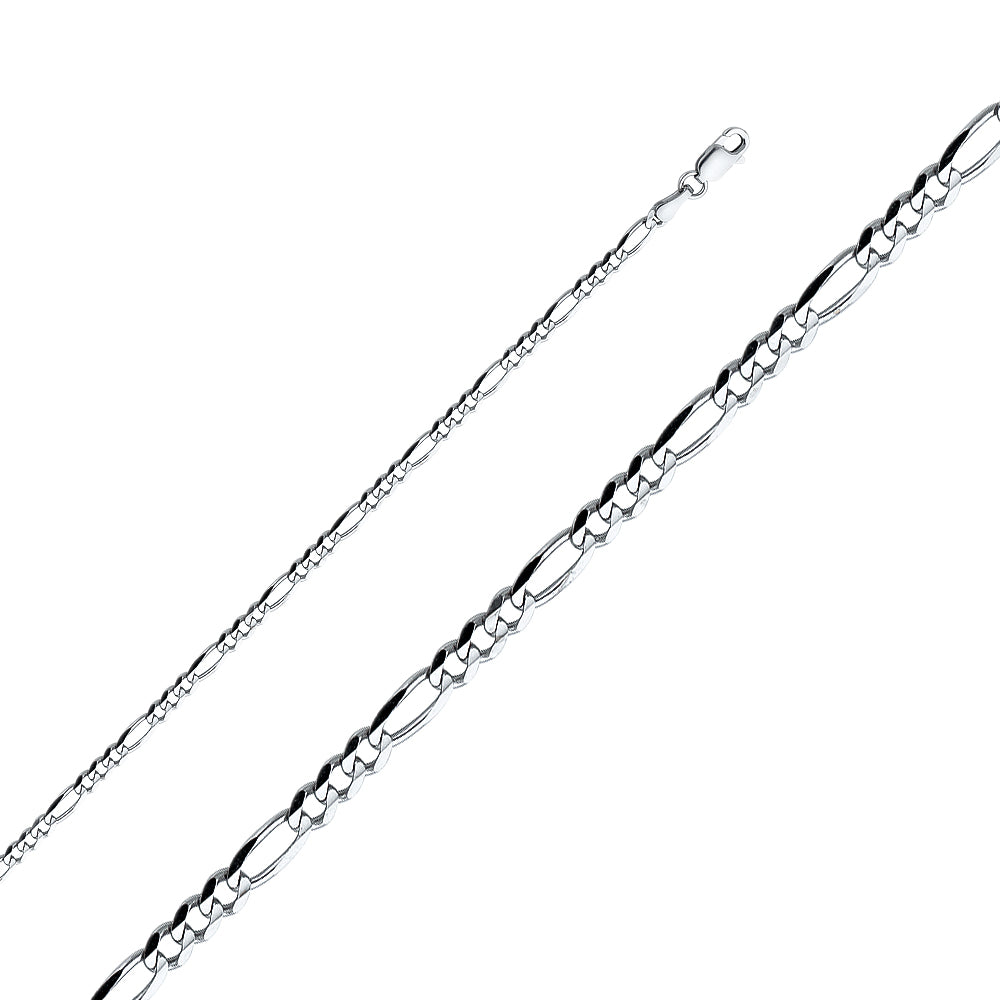 14K White Gold Figaro 3+1 80 Concave