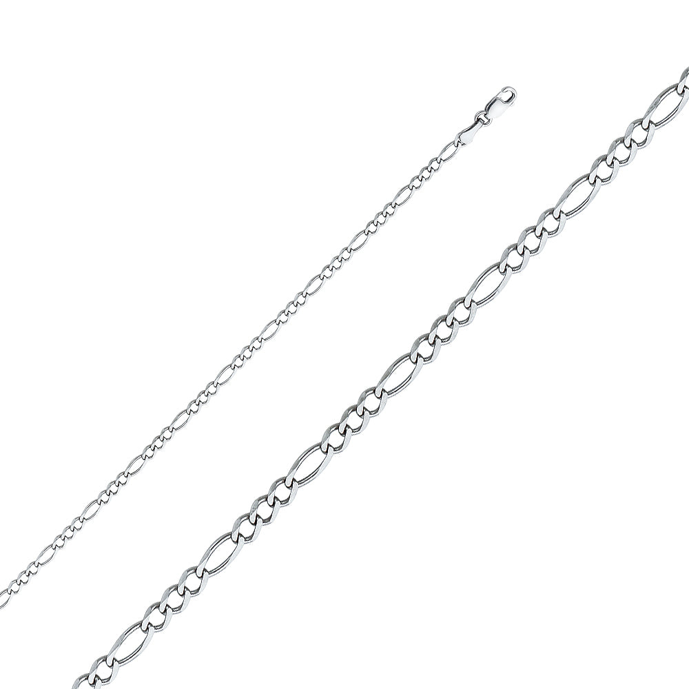 14K White Gold Figaro 3+1 60 Concave